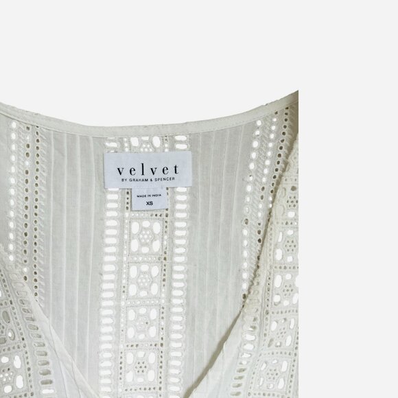 Velvet by Graham & Spencer Beach Eyelet Mini Dress in Ivory Size XS - Picture 9 of 13